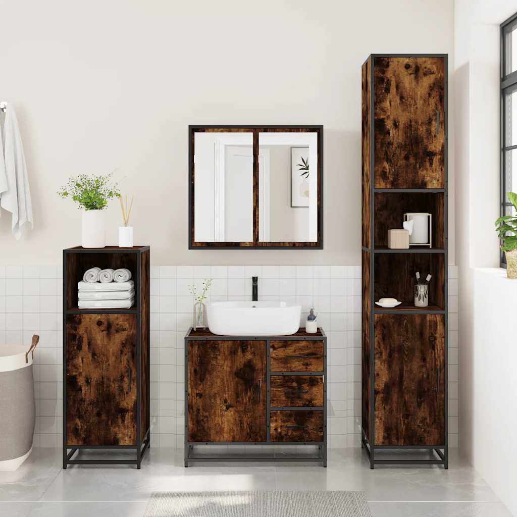 Vanity unit smoked oak 65x33x60 cm wood material