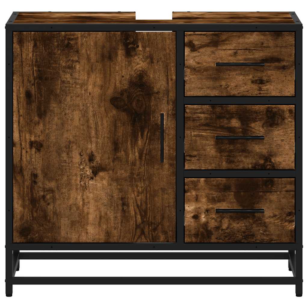 Vanity unit smoked oak 65x33x60 cm wood material