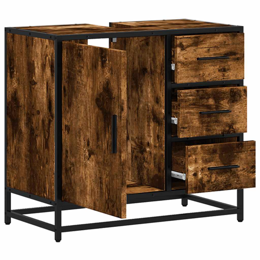 Vanity unit smoked oak 65x33x60 cm wood material