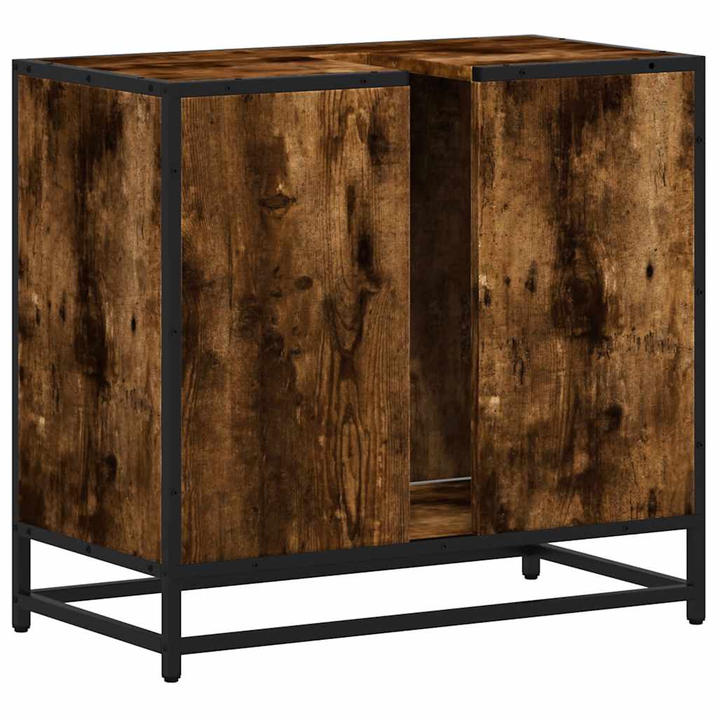 Vanity unit smoked oak 65x33x60 cm wood material