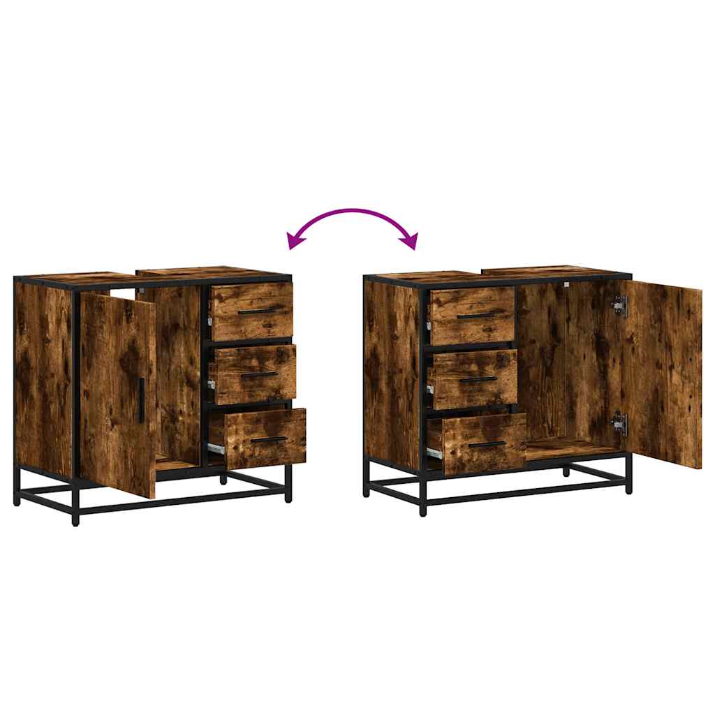 Vanity unit smoked oak 65x33x60 cm wood material
