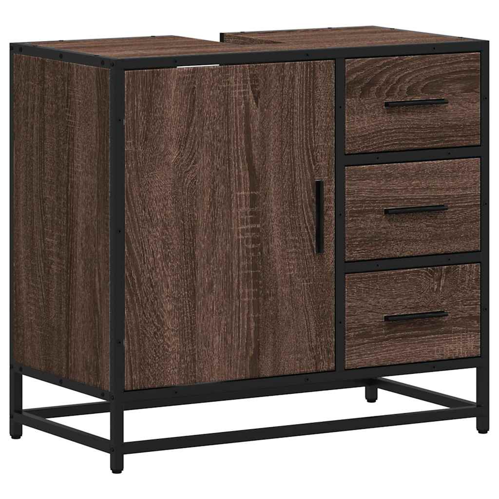 Washbasin base cabinet brown oak look 65x33x60 cm
