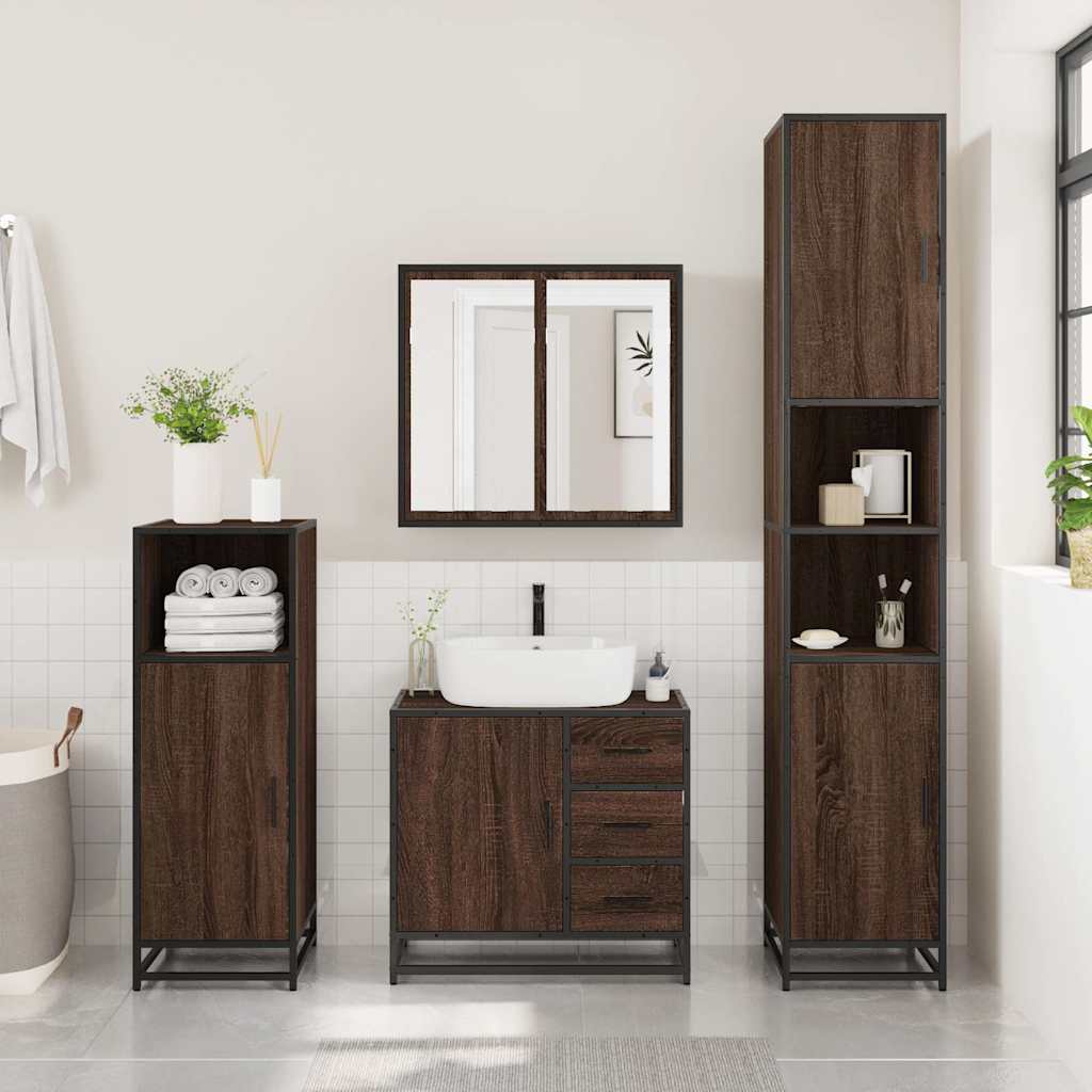 Washbasin base cabinet brown oak look 65x33x60 cm