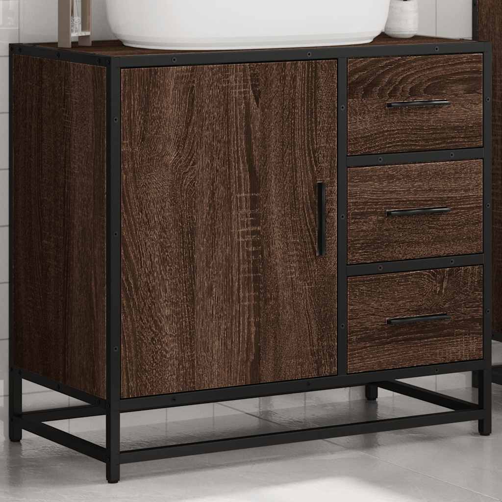 Washbasin base cabinet brown oak look 65x33x60 cm