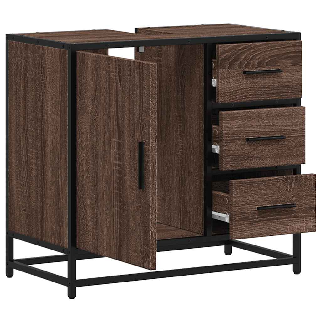 Washbasin base cabinet brown oak look 65x33x60 cm