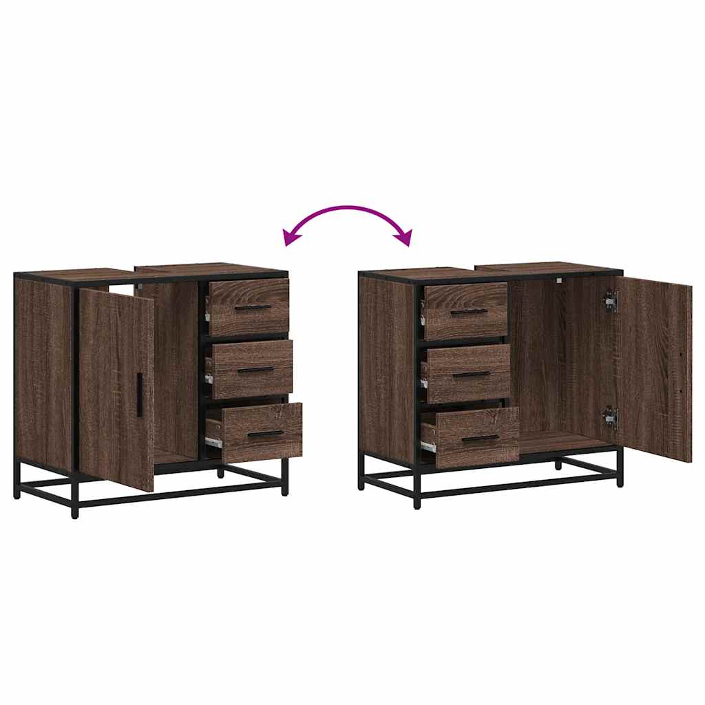 Washbasin base cabinet brown oak look 65x33x60 cm