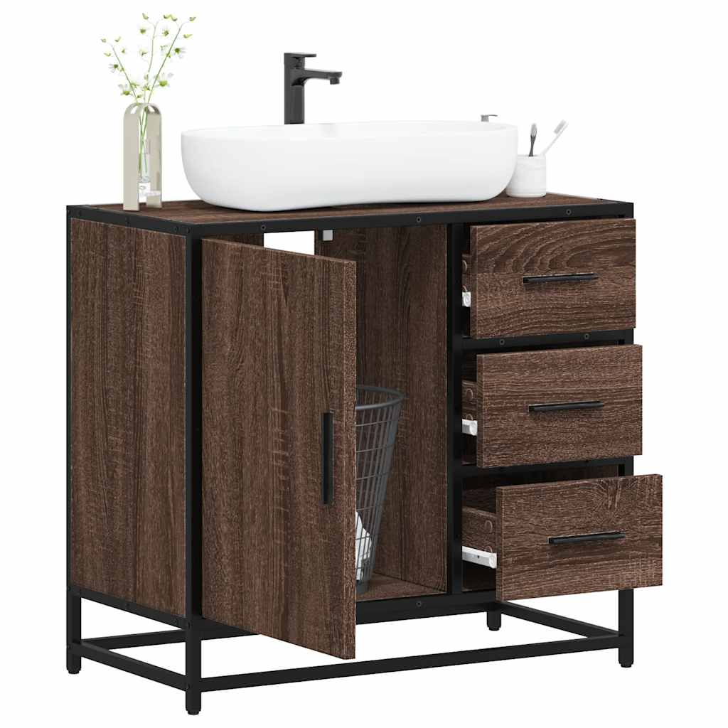 Washbasin base cabinet brown oak look 65x33x60 cm