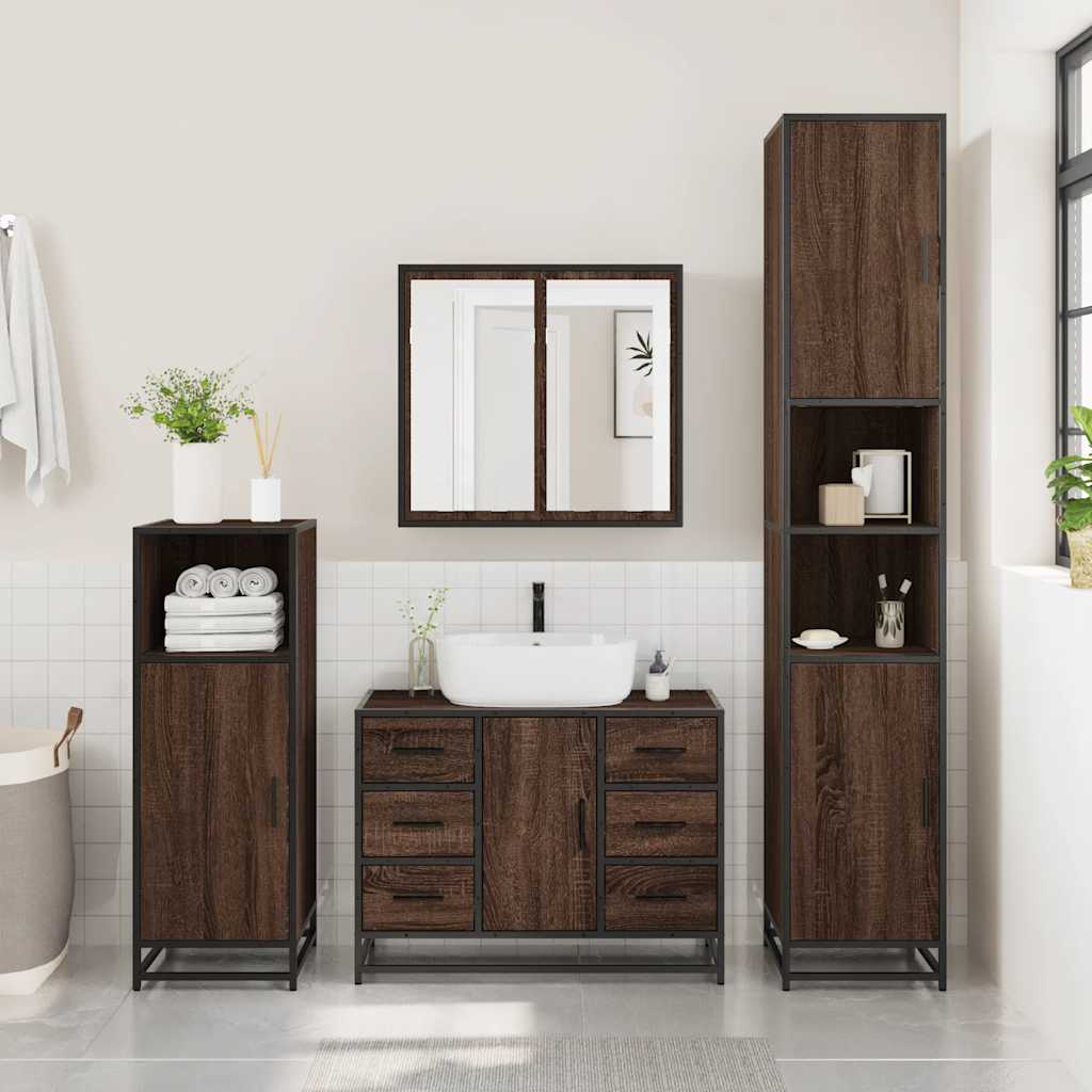 Washbasin Cabinet Brown Oak Look 80x33x60 cm