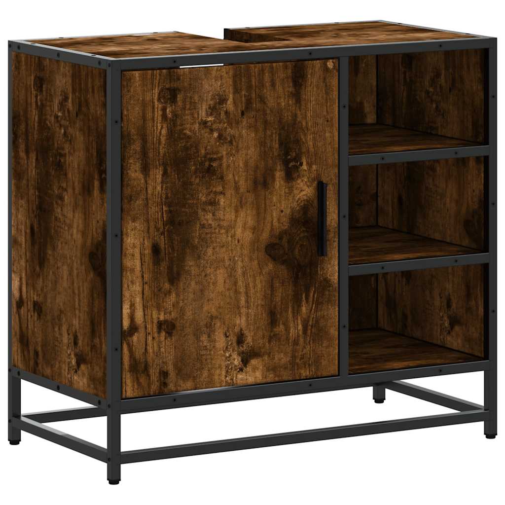 Vanity unit smoked oak 65x33x60 cm wood material