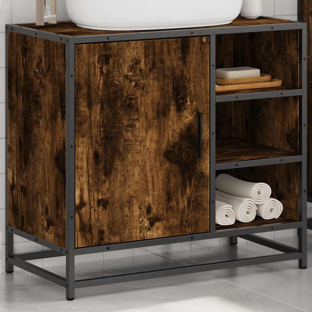 Vanity unit smoked oak 65x33x60 cm wood material