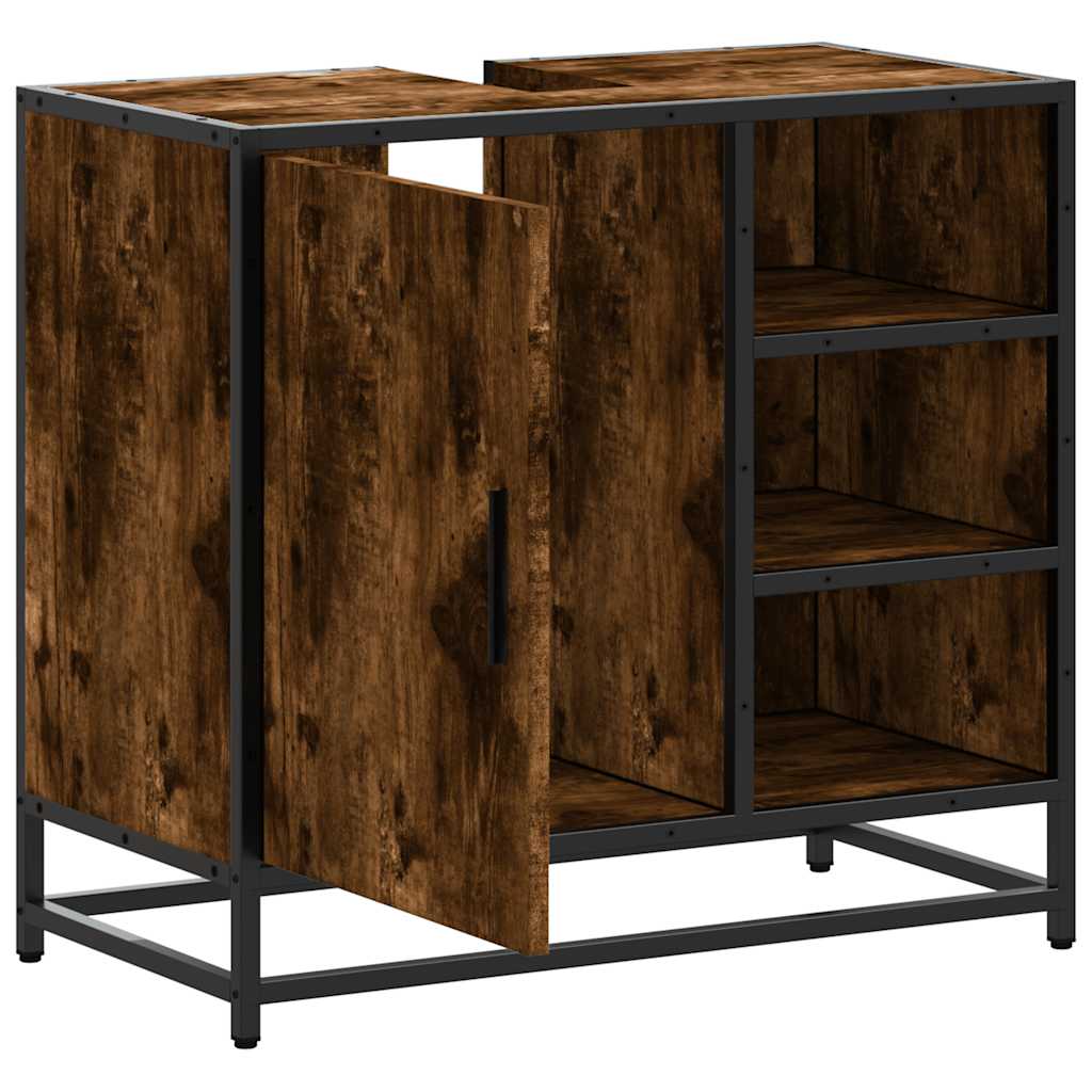 Vanity unit smoked oak 65x33x60 cm wood material