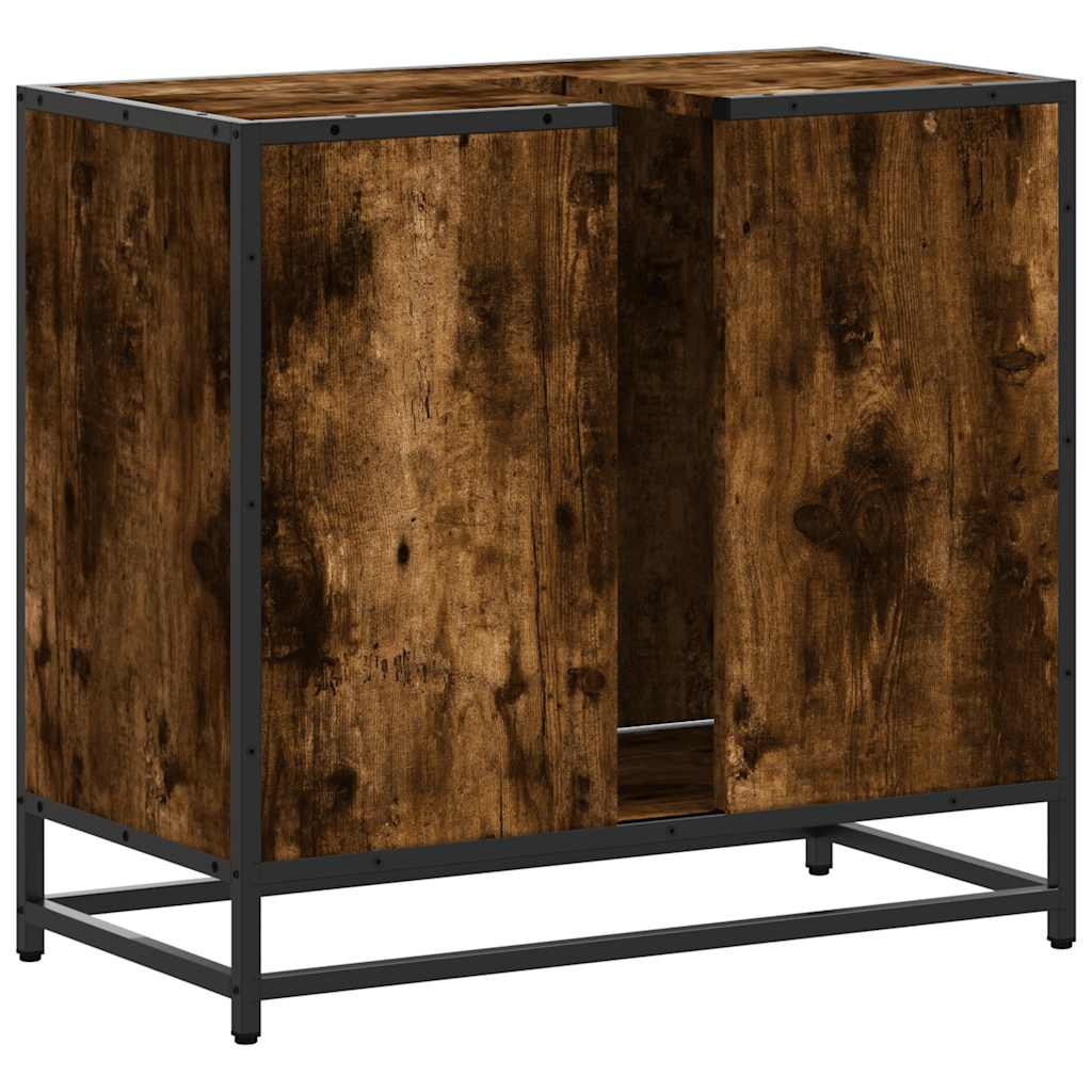 Vanity unit smoked oak 65x33x60 cm wood material