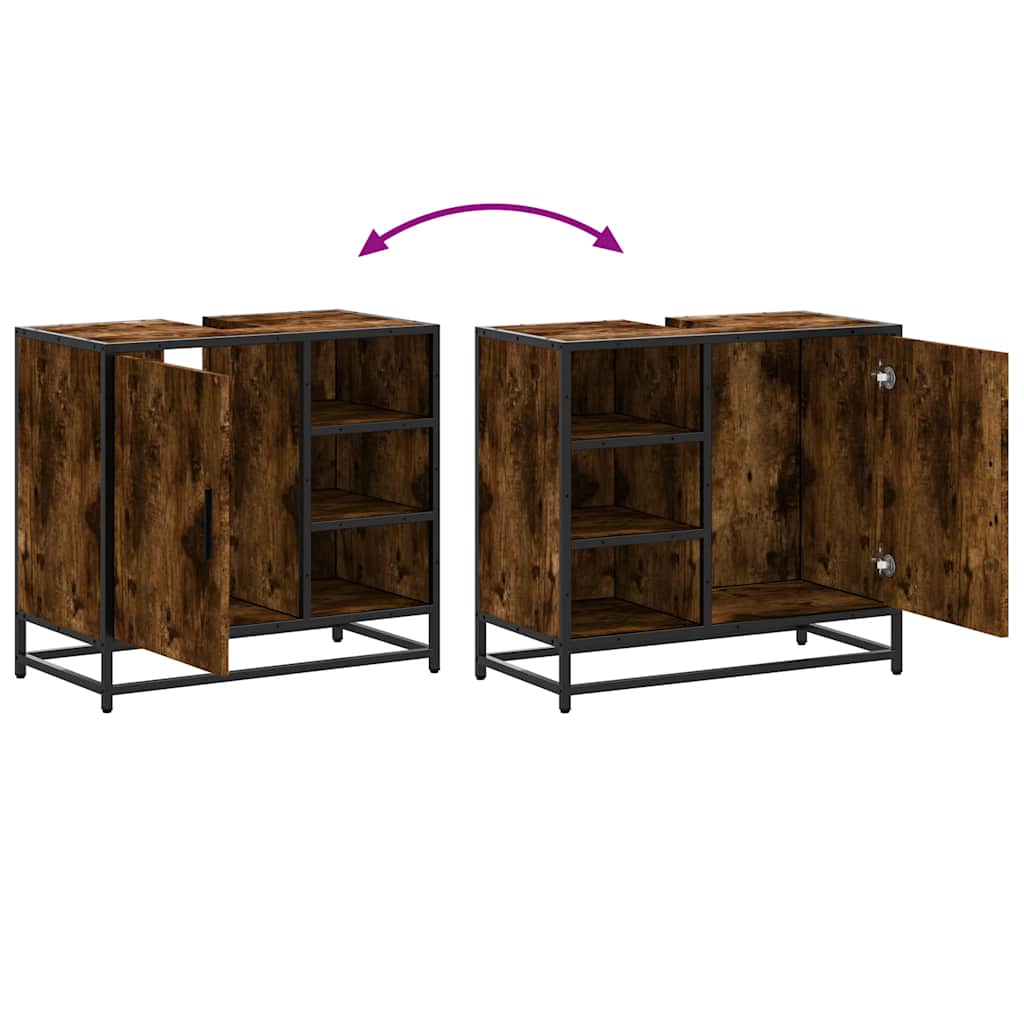Vanity unit smoked oak 65x33x60 cm wood material