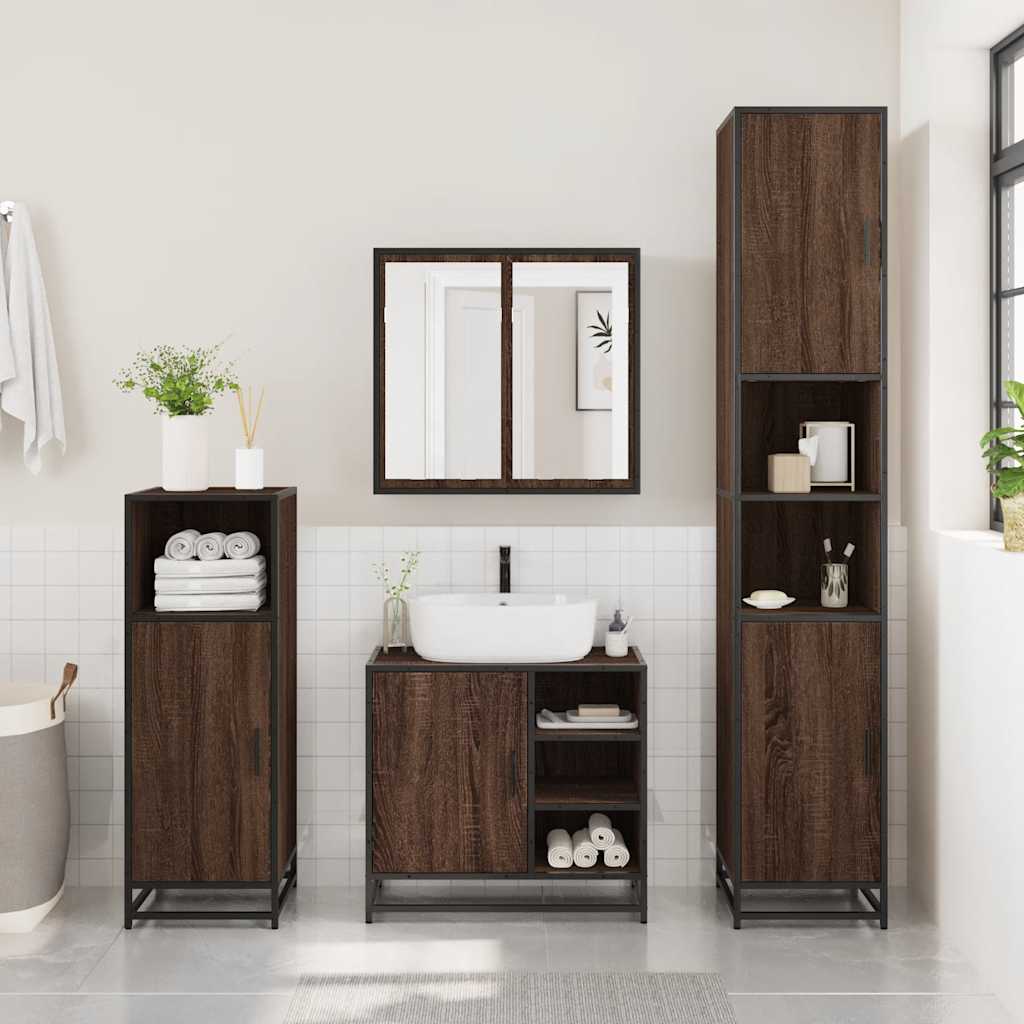 Washbasin base cabinet brown oak look 65x33x60 cm