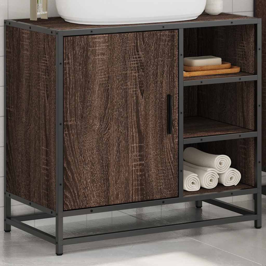 Washbasin base cabinet brown oak look 65x33x60 cm