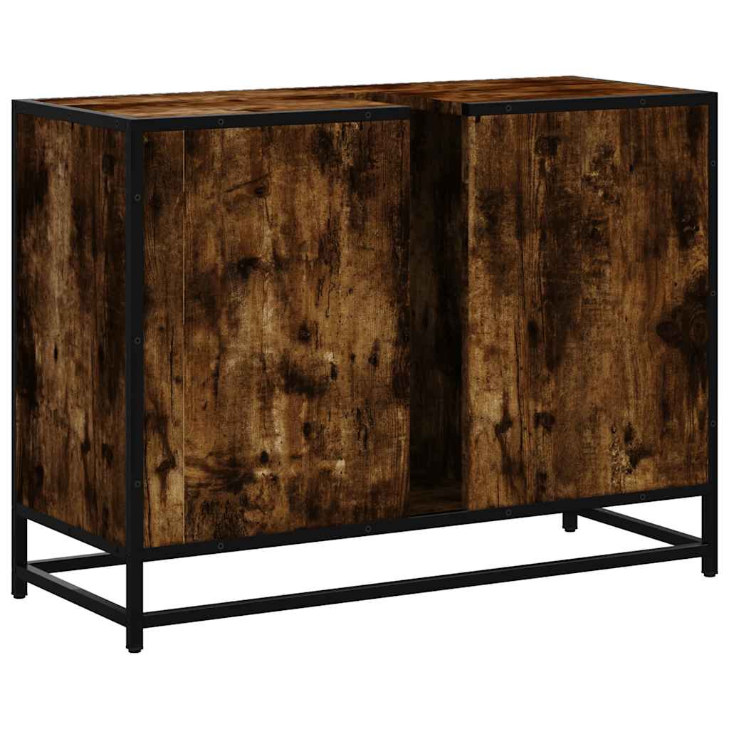 Washbasin base cabinet smoked oak 80x33x60 cm wood material