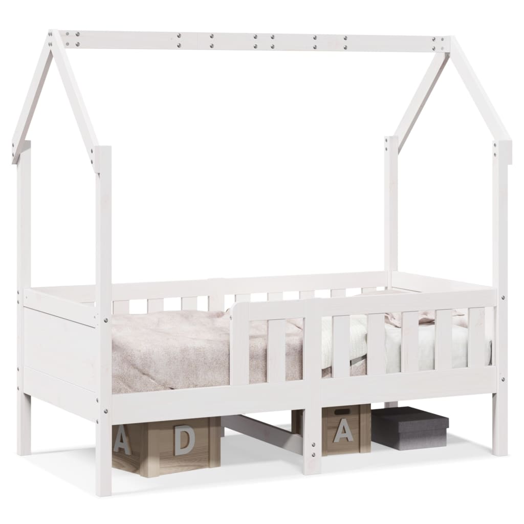 Children's bed house bed white 80x160 cm solid pine wood