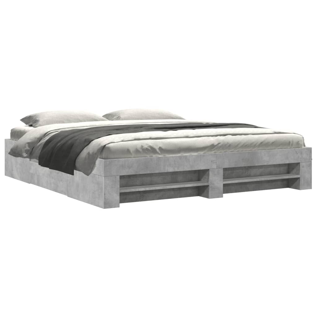 Bed frame concrete grey 200x200 cm wood material