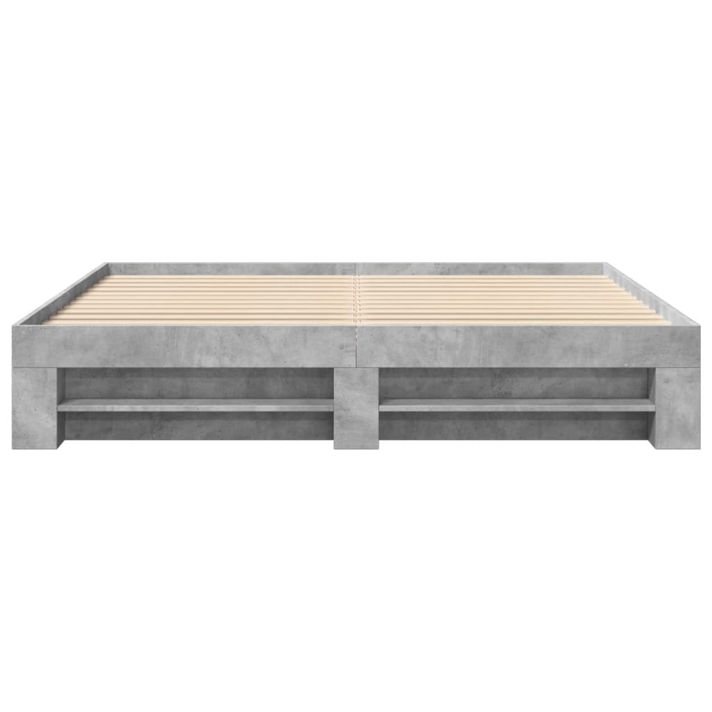 Bed frame concrete grey 200x200 cm wood material