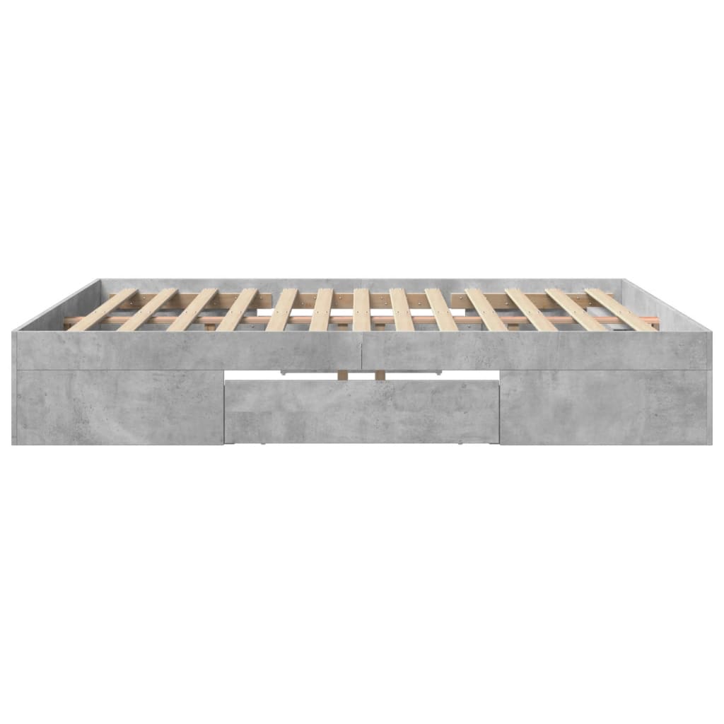 Bed frame concrete grey 200x200 cm wood material