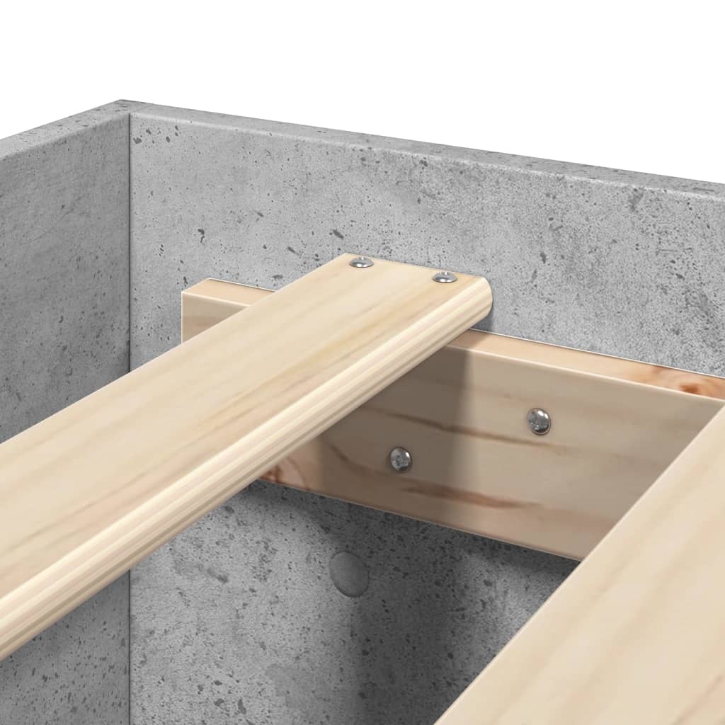 Bed frame concrete grey 200x200 cm wood material