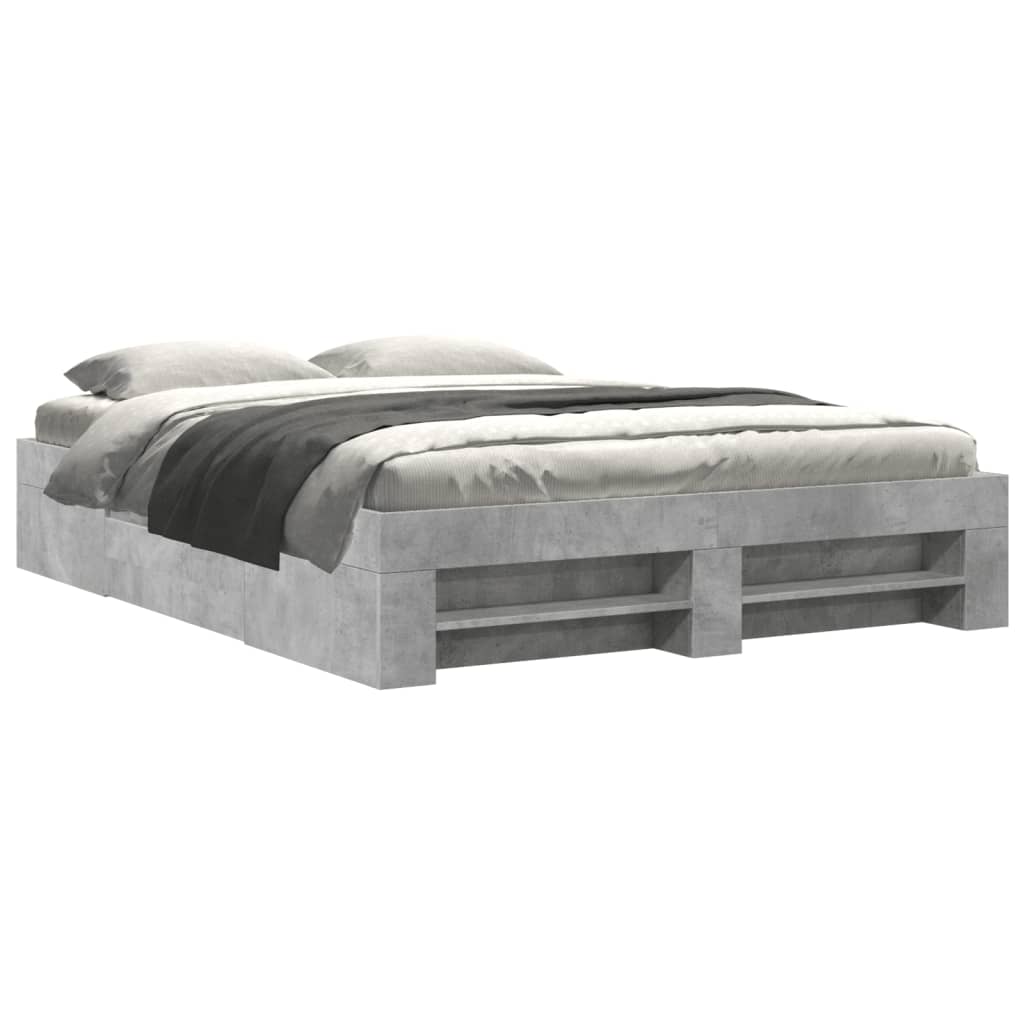 Bed frame concrete grey 150x200 cm wood material