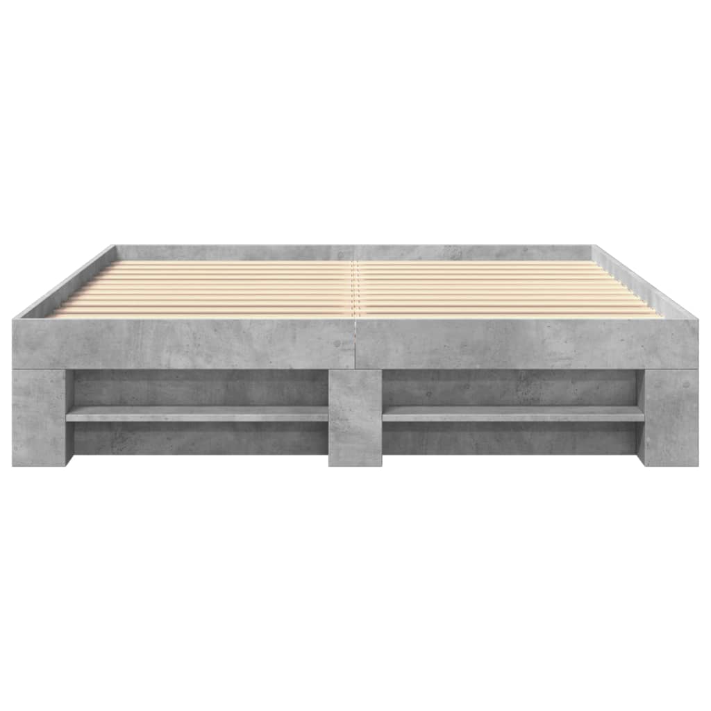 Bed frame concrete grey 150x200 cm wood material