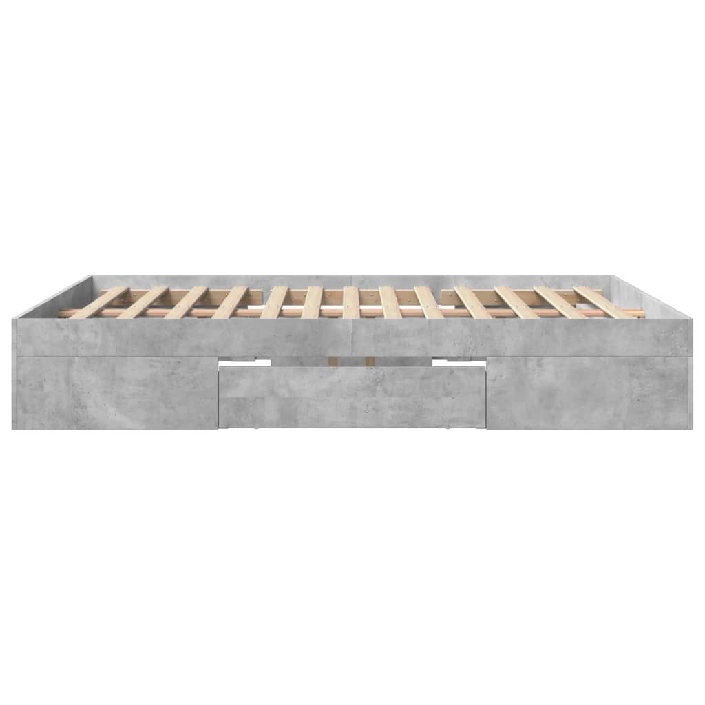 Bed frame concrete grey 150x200 cm wood material