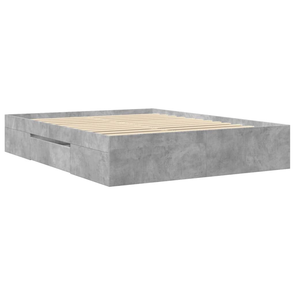 Bed frame concrete grey 150x200 cm wood material