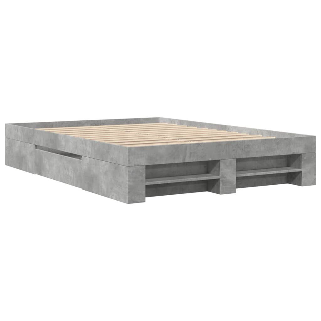 Bed frame concrete grey 140x200 cm wood material