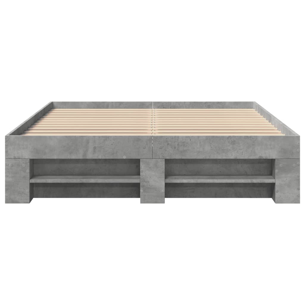 Bed frame concrete grey 140x200 cm wood material