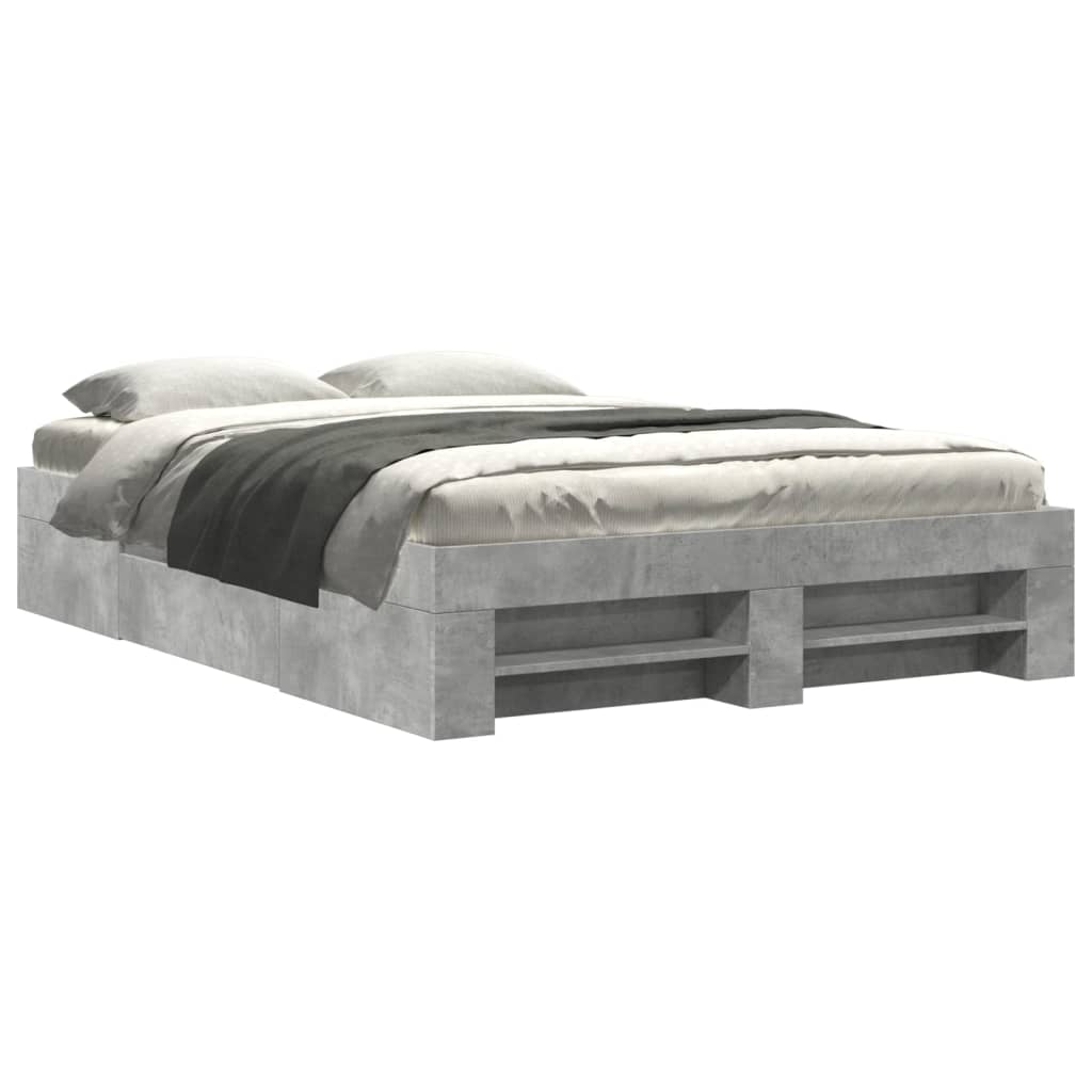 Bed frame concrete grey 120x200 cm wood material
