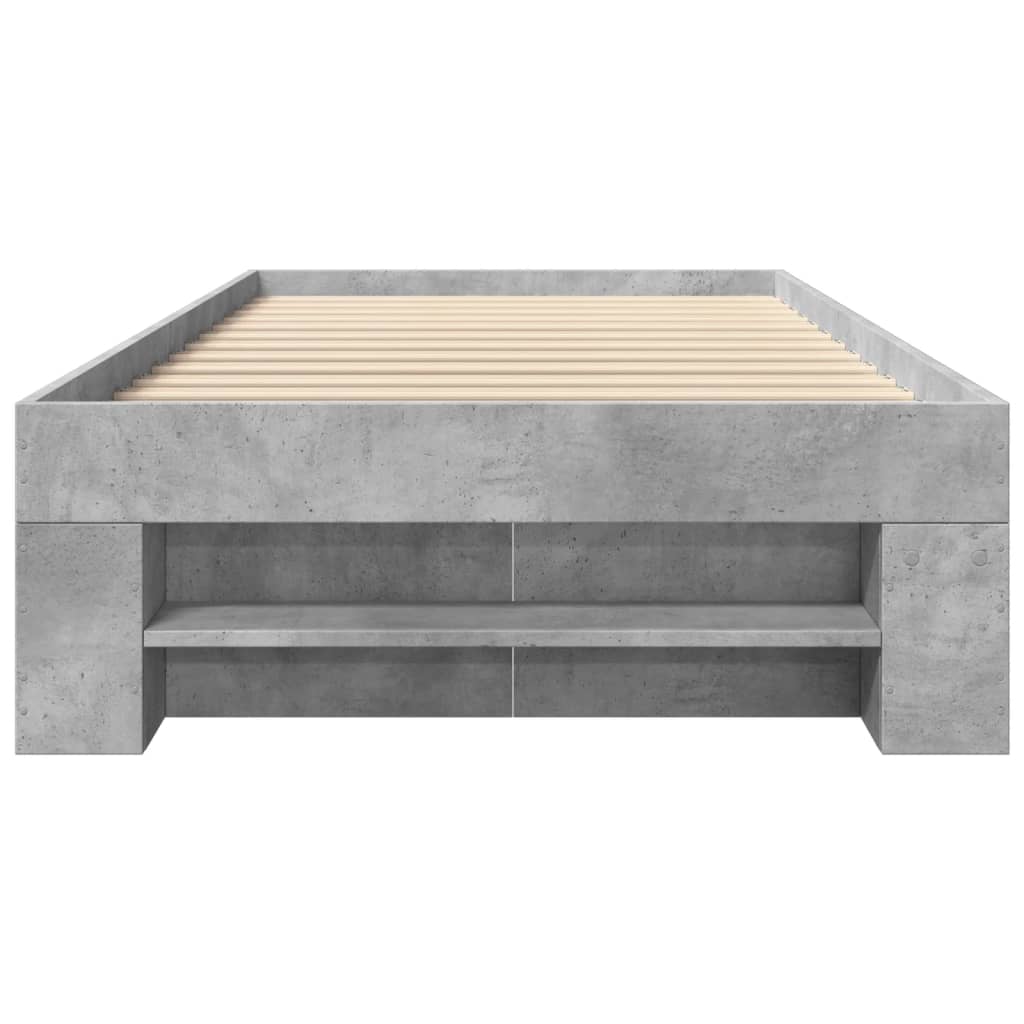 Bed frame concrete grey 100x200 cm wood material