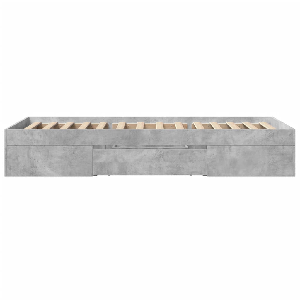 Bed frame concrete grey 100x200 cm wood material
