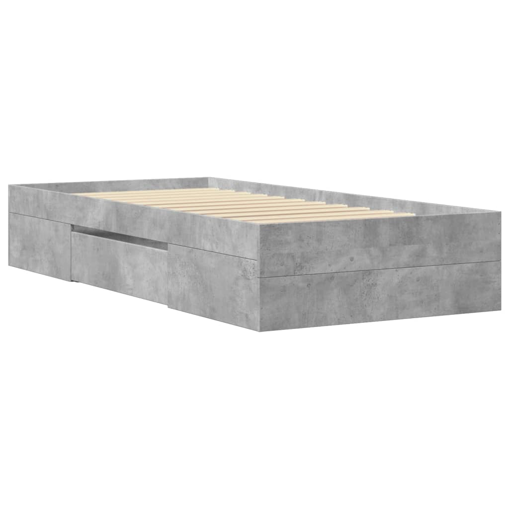 Bed frame concrete grey 100x200 cm wood material