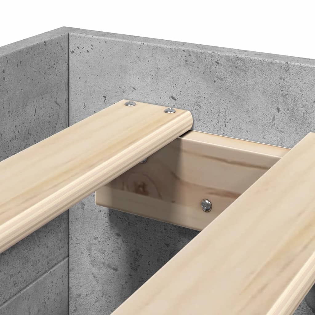 Bed frame concrete grey 100x200 cm wood material