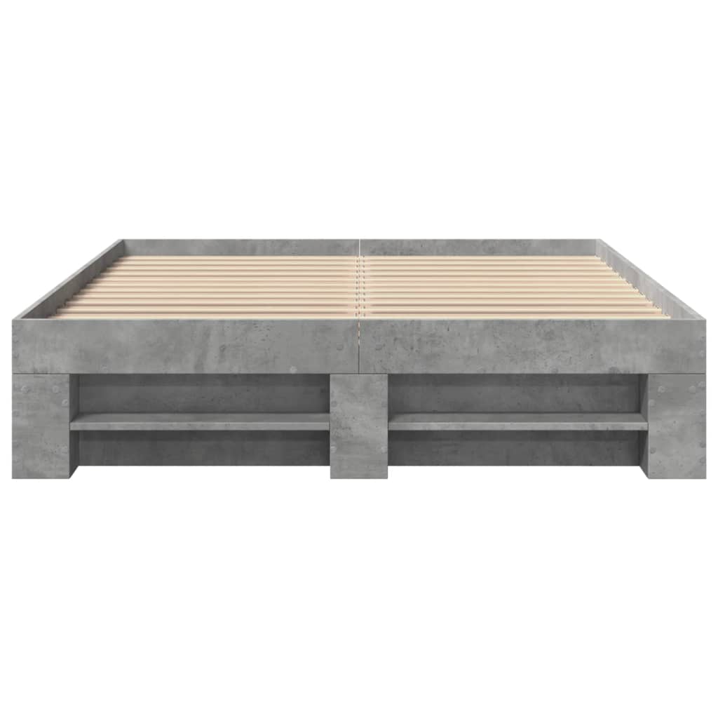 Bed frame concrete grey 140x190 cm wood material