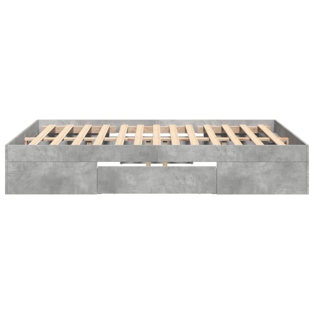 Bed frame concrete grey 140x190 cm wood material