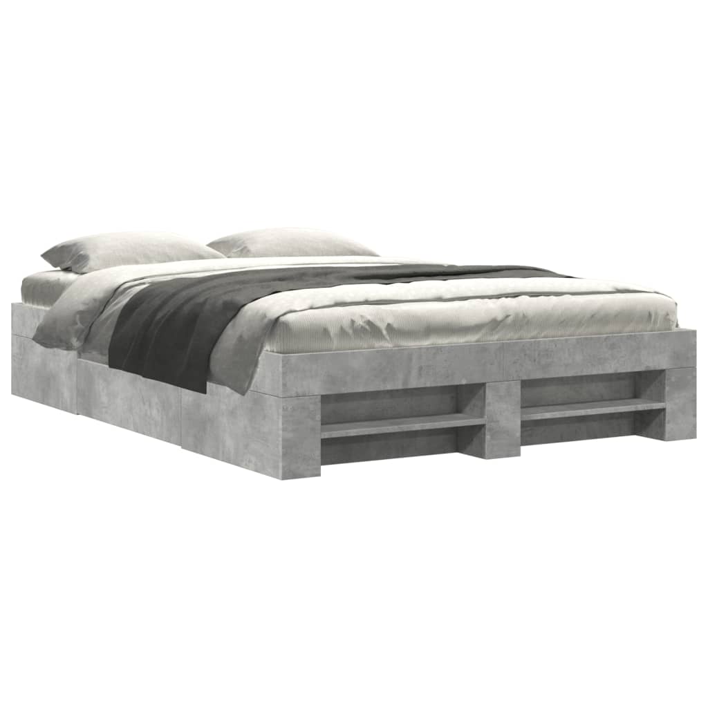Bed frame concrete grey 135x190 cm wood material