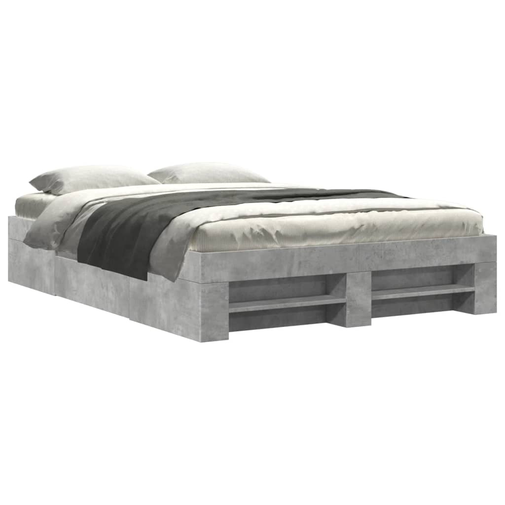 Bed frame concrete grey 120x190 cm wood material