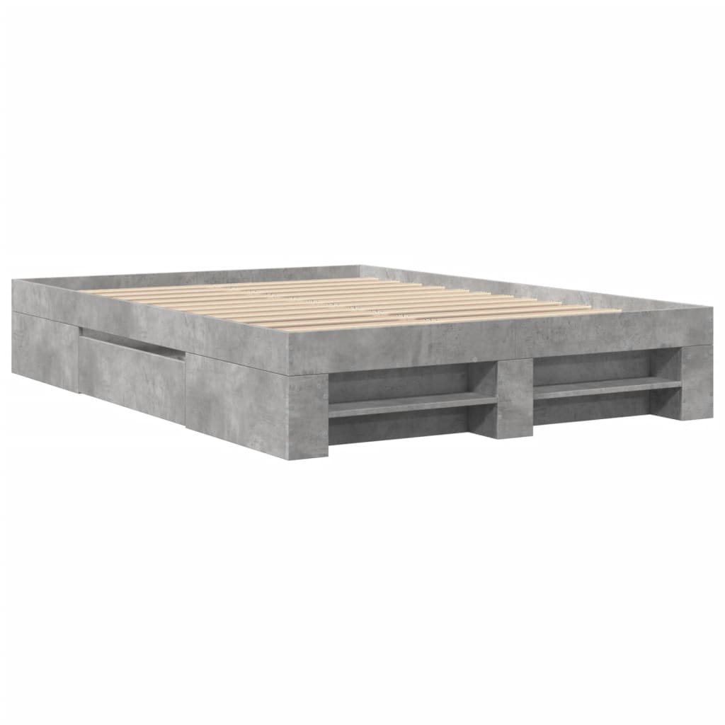 Bed frame concrete grey 120x190 cm wood material