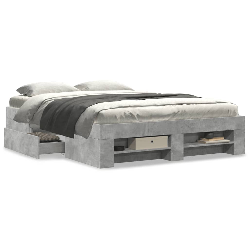 Bed frame concrete grey 120x190 cm wood material