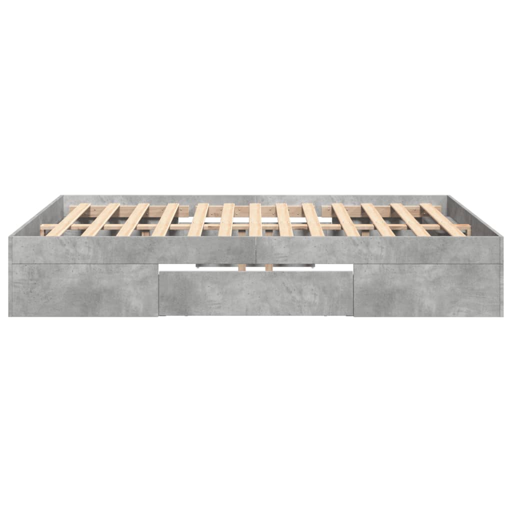 Bed frame concrete grey 120x190 cm wood material