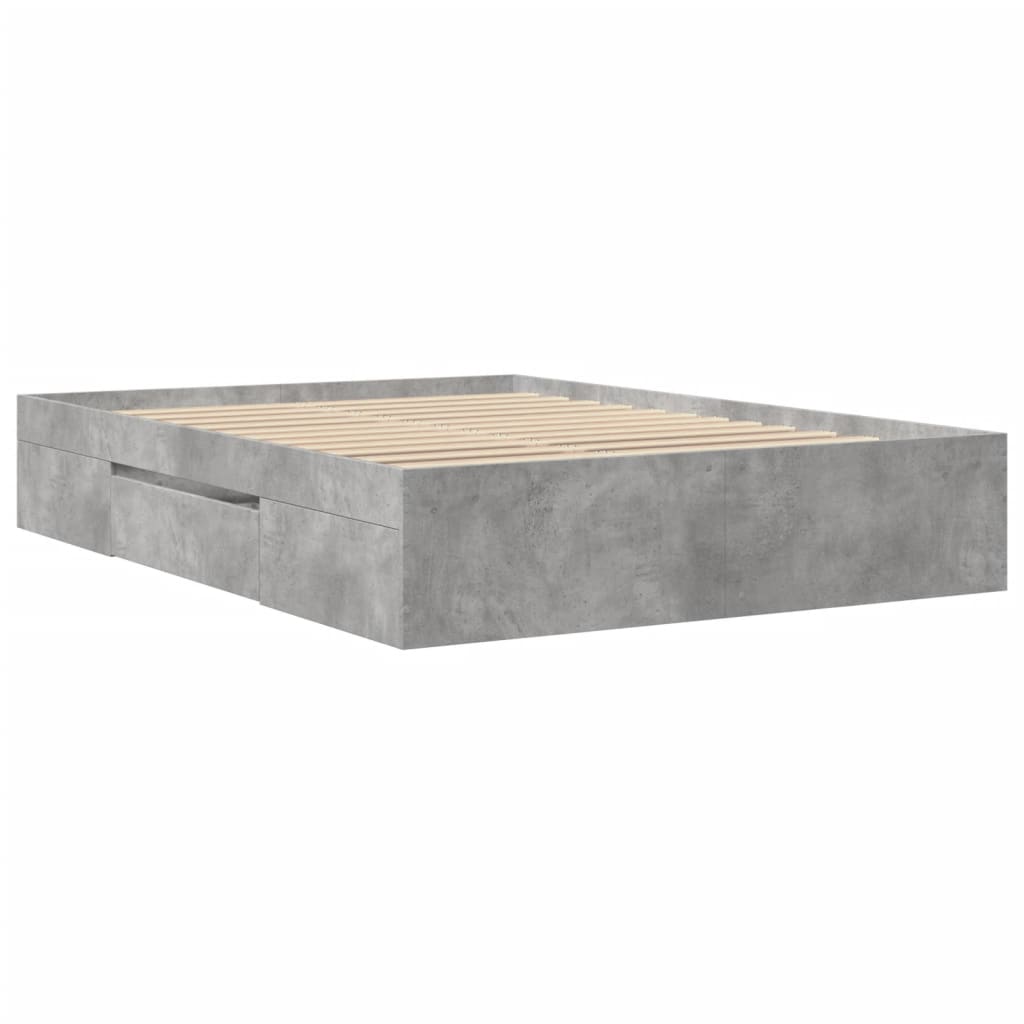 Bed frame concrete grey 120x190 cm wood material