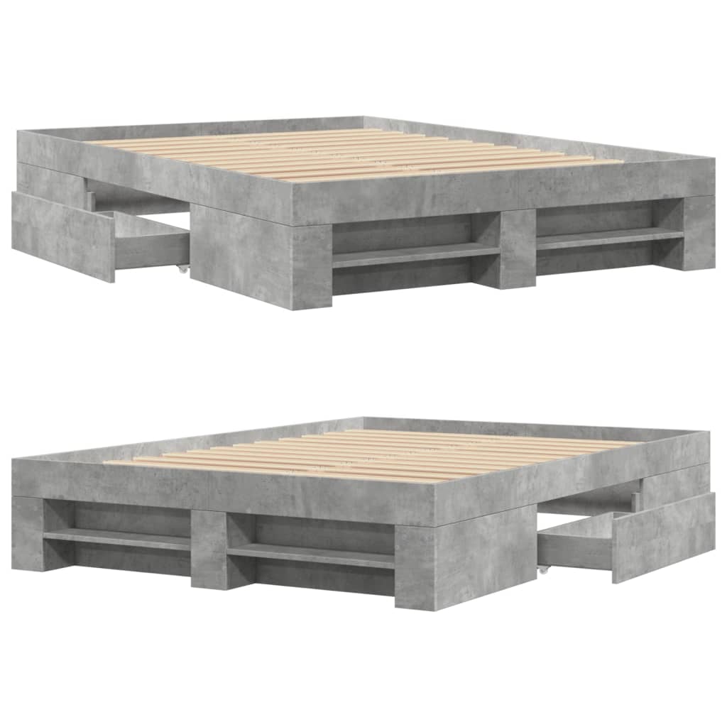 Bed frame concrete grey 120x190 cm wood material
