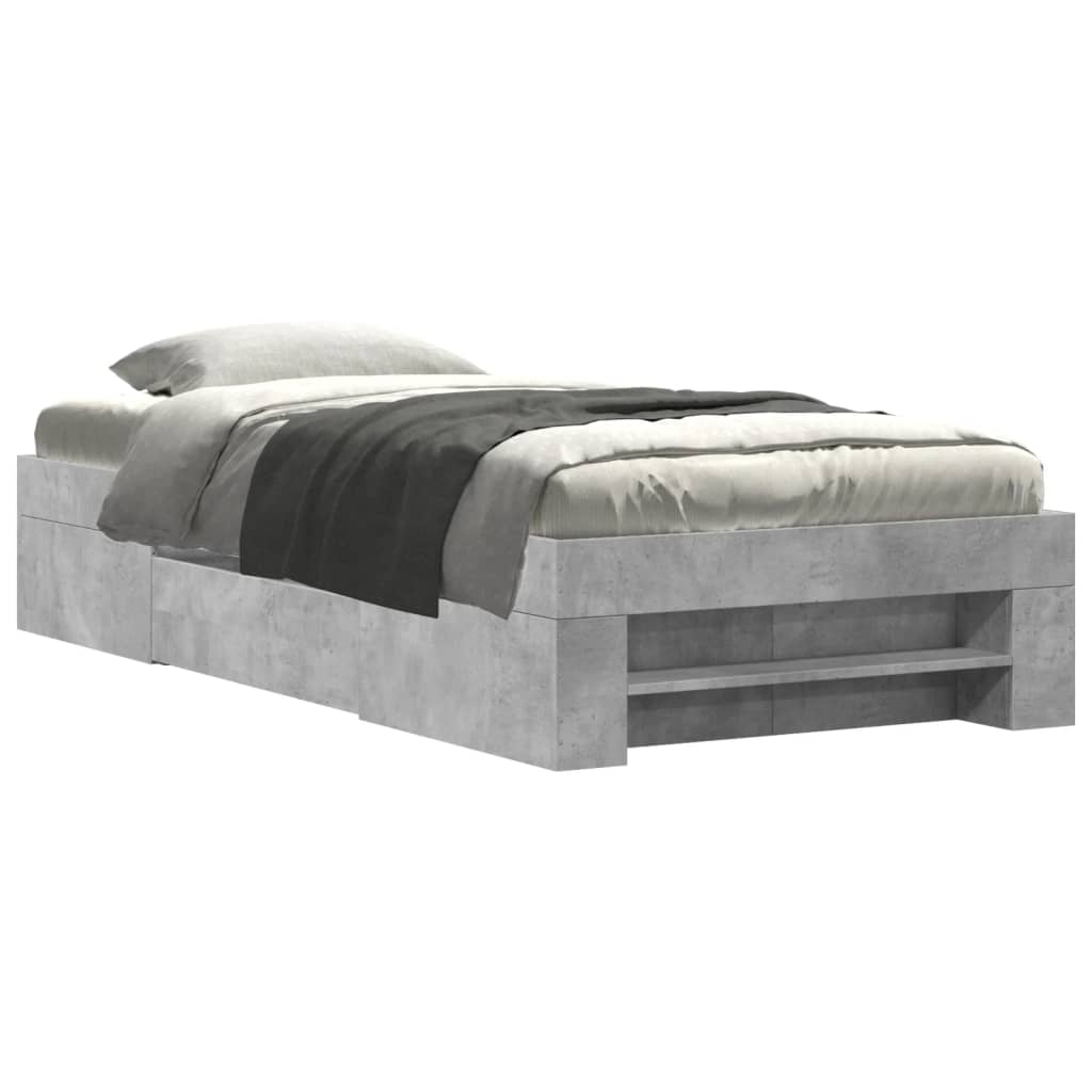 Bed frame concrete grey 90x190 cm wood material