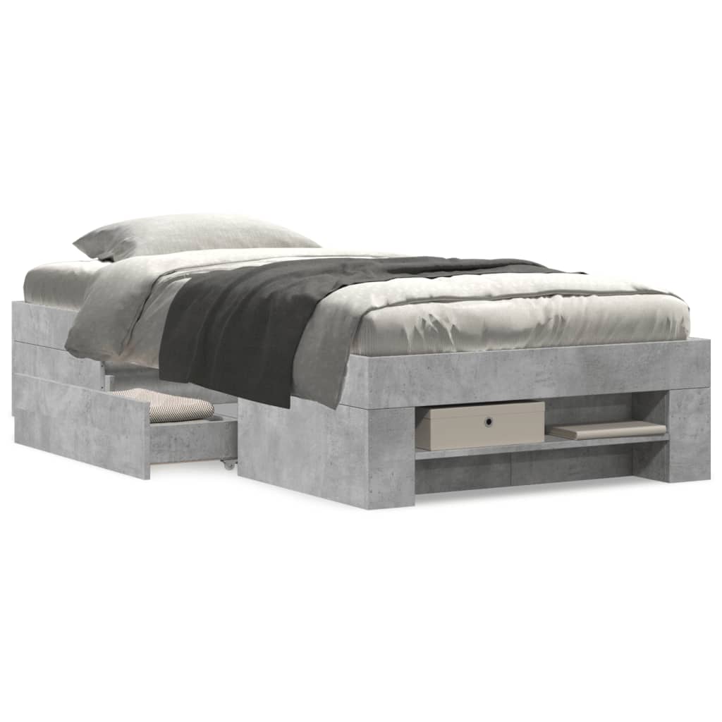 Bed frame concrete grey 90x190 cm wood material