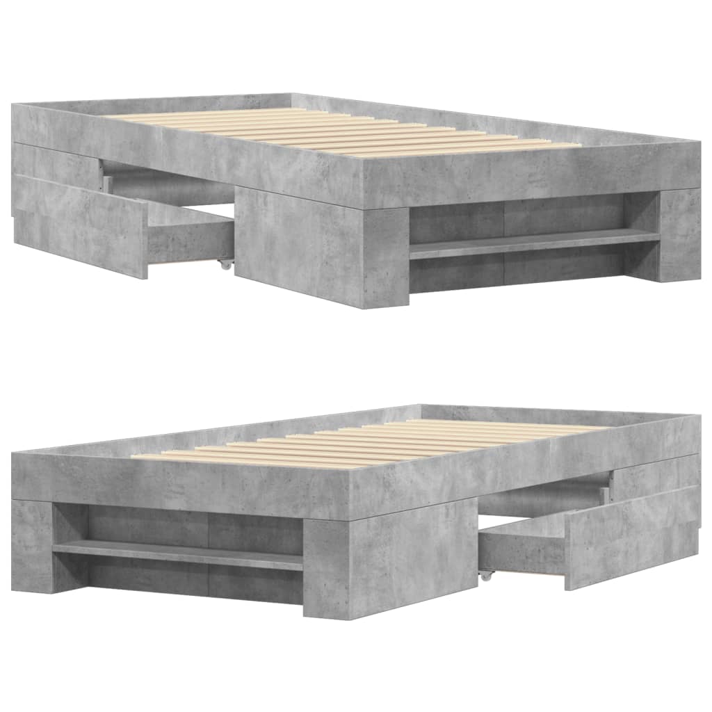 Bed frame concrete grey 90x190 cm wood material