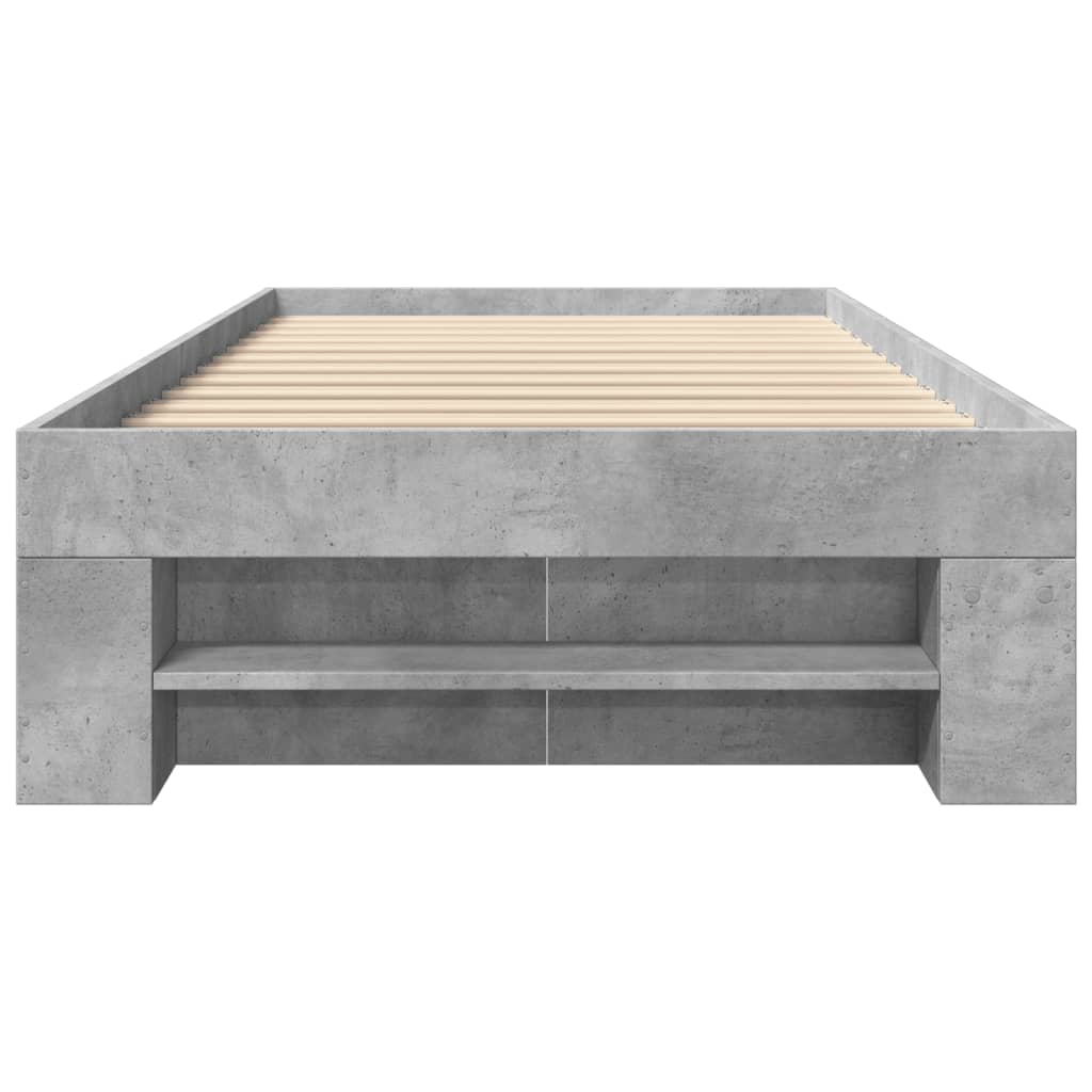 Bed frame concrete grey 75x190 cm wood material