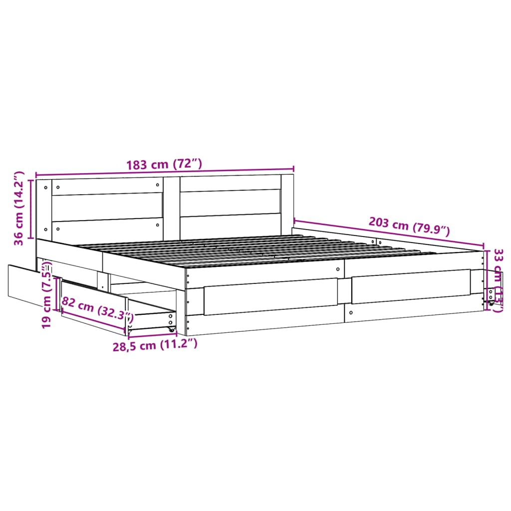 Bed frame with headboard without mattress black 180x200 cm